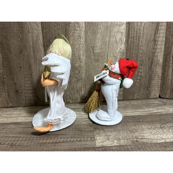 Annalee Angel Holding Star 7.5” And Snowman With Broom 5” Festive Snowman HTF - Picture 6 of 7